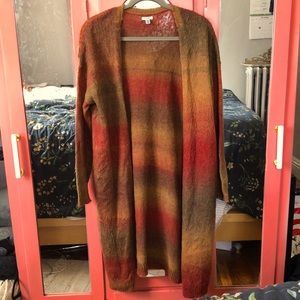UO Ecoté Autumn Colors Mohair Long Cardigan